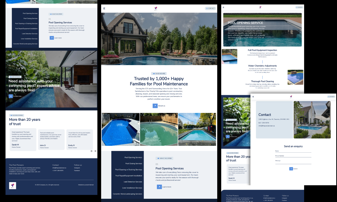 Responsive website development for The Pool Pioneer, a pool supplies and accessories company in Ontario,Canada